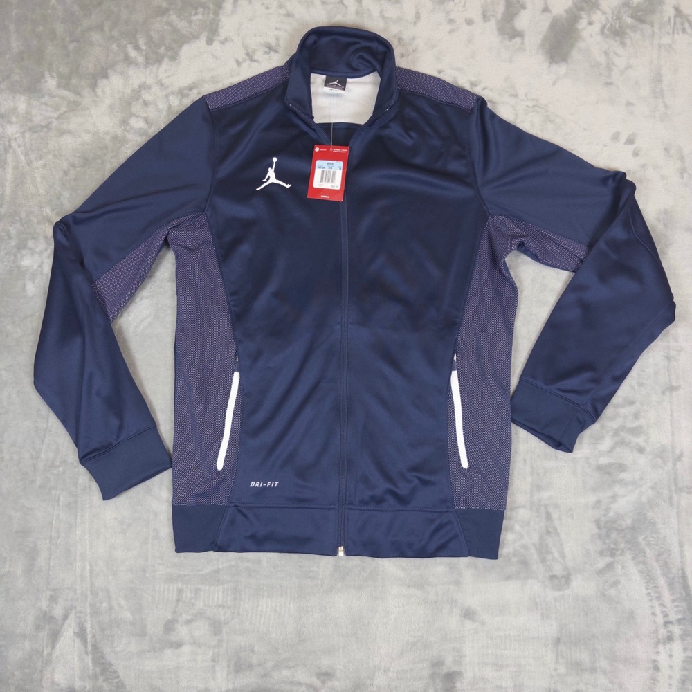Jordan Track Jacket Mens M Navy Blue Dri-FIT Full Zip 696736-419 Jumpman Warm Up